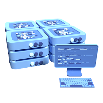 Cloud data center with hosting servers. Computer technology. Network and database. Modern server rack. 3d render illustration png
