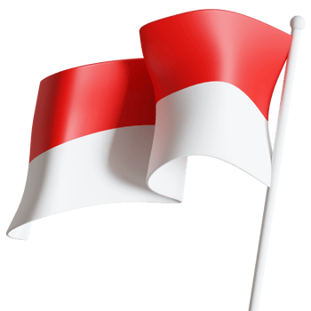Indonesia flag waving 3D sign illustration. National country flag. png