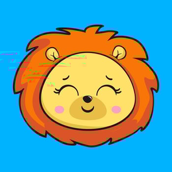 Lion Smile Face Head Kawaii Sticker vector