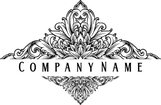 Engraved blossoms victorian flower ornament monochrome vector illustrations for your work logo, merchandise t-shirt, stickers and label designs, poster, greeting cards advertising business company