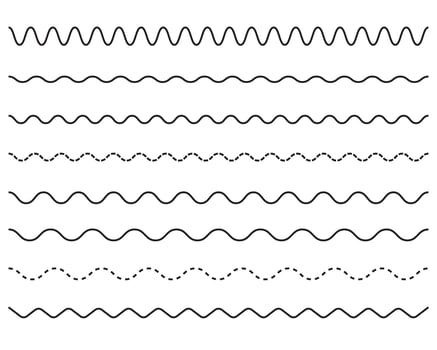 Wave line set. Zigzag. vector