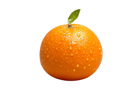 Fresh single orange fruit isolated on transparent background png