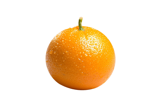 Fresh single orange fruit isolated on transparent background png