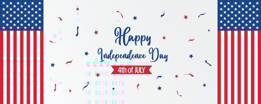 happy american independence day background, with flag decoration. vector design for banner, greeting card, brochure, web, social media.