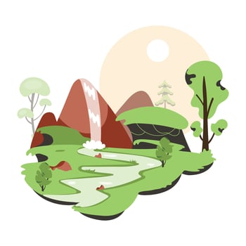 Trendy Forest Waterfall vector