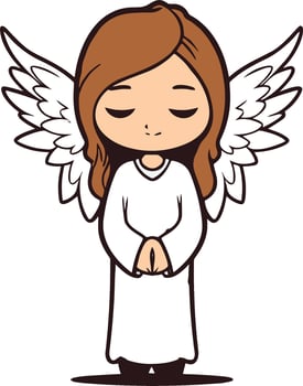 smiling angel girl praying vector