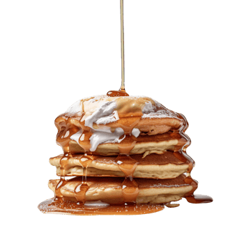 Stack of tasty pancakes with honey on transparent background png