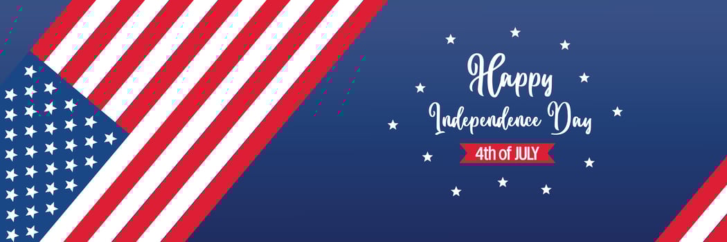 happy american independence day background, with flag decoration. vector design for banner, greeting card, brochure, web, social media.