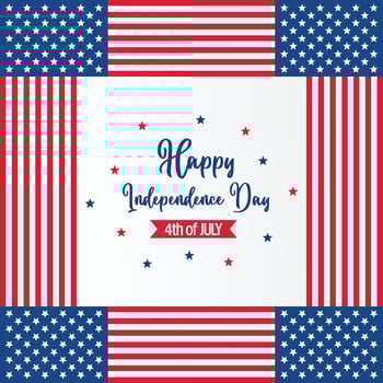 happy american independence day background, with flag decoration. vector design for banner, greeting card, brochure, web, social media.