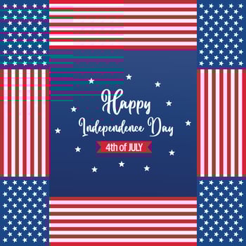 happy american independence day background, with flag decoration. vector design for banner, greeting card, brochure, web, social media.