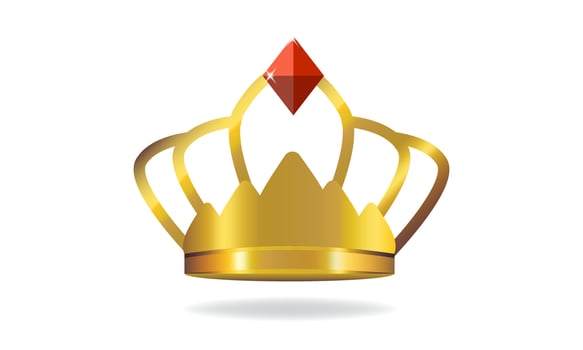 Golden royal crown, gradient, 3d vector illustration