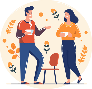 Hand Drawn business people standing and talking in flat style png