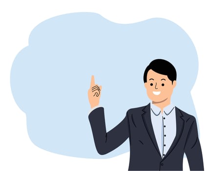 portrait of young businessman pointing his finger up or businessman gesture vector
