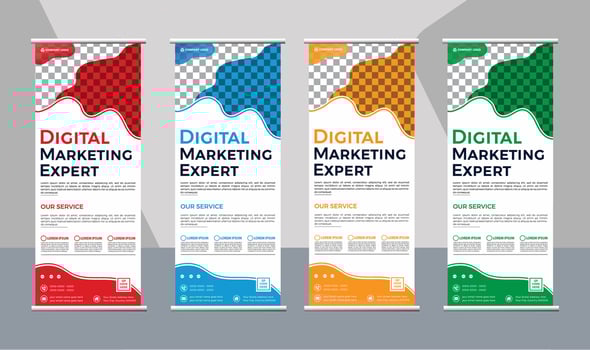 Modern vertical roll up banner design vector