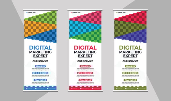 Modern vertical roll up banner design vector