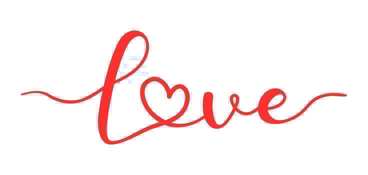 Word Love with a heart instead of letter O vector