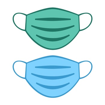 Medical mask with ear straps in two colors vector
