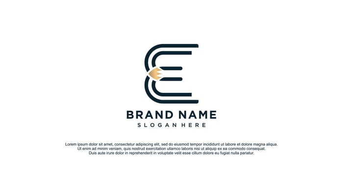 Letter E logo icon with lineart style creative idea premium vector