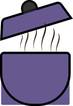 Open purple casserole pan in flat style. vector