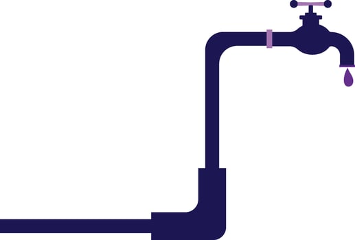 Purple water tab with falling drop. vector