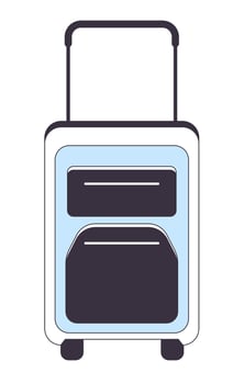 Baggage with handle flat line color isolated vector object. Luggage with wheels for travelling. Editable clip art image on white background. Simple outline cartoon spot illustration for web design