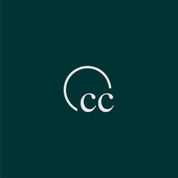 CC initial monogram logo with circle style design vector