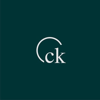 CK initial monogram logo with circle style design vector