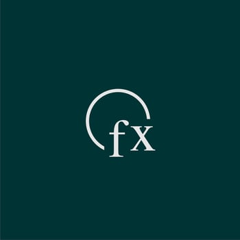 FX initial monogram logo with circle style design vector