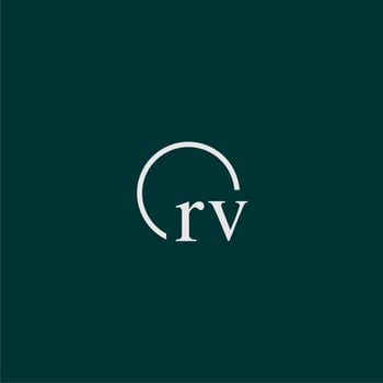 RV initial monogram logo with circle style design vector