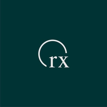 RX initial monogram logo with circle style design vector