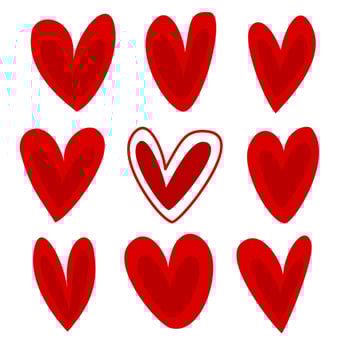 Set of red heart shape on white background. Love symbol. Healthy symbol vector
