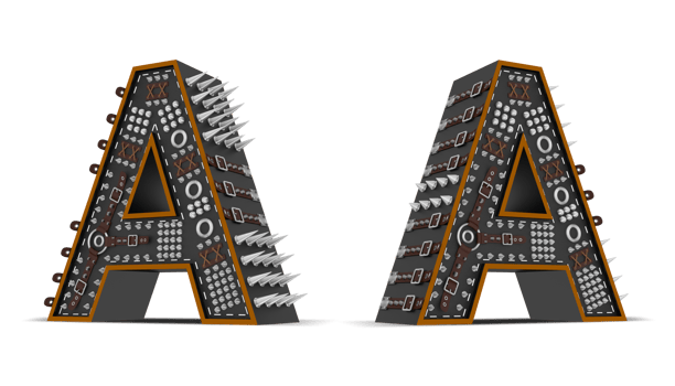 3d Alphabet Punk style, 3d rendering. png
