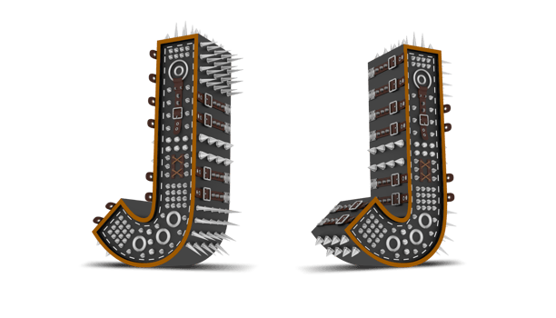 3d Alphabet Punk style, 3d rendering. png