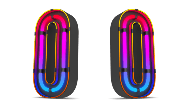 Black alphabet with colorful neon light. png