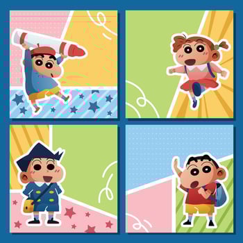 Happy Kindergarten Kids in Social Media Post Template vector