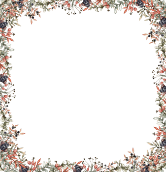 Watercolor autumn square frame with leaves . png