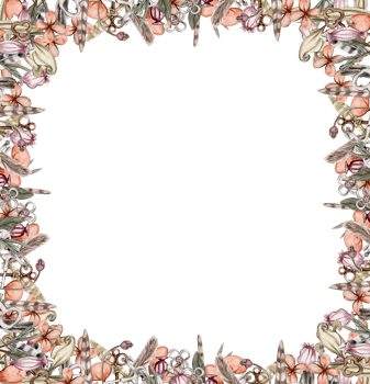 Watercolor autumn square frame with leaves . png