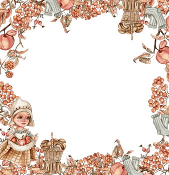 Autumn square frame with mushrooms. png