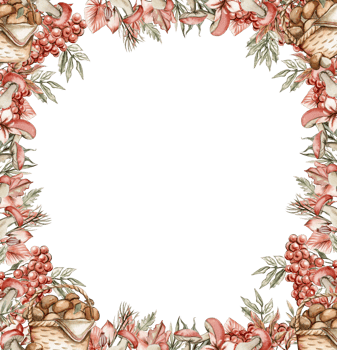 Autumn square frame with mushrooms. png