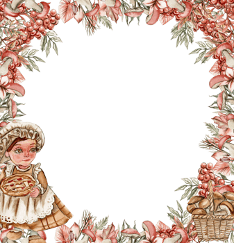 Autumn square frame with mushrooms. png
