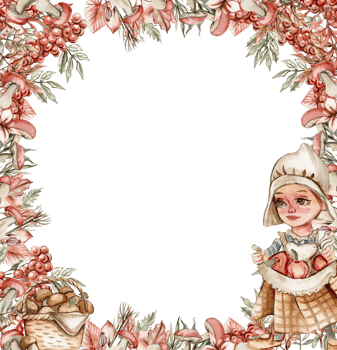 Autumn square frame with mushrooms. png