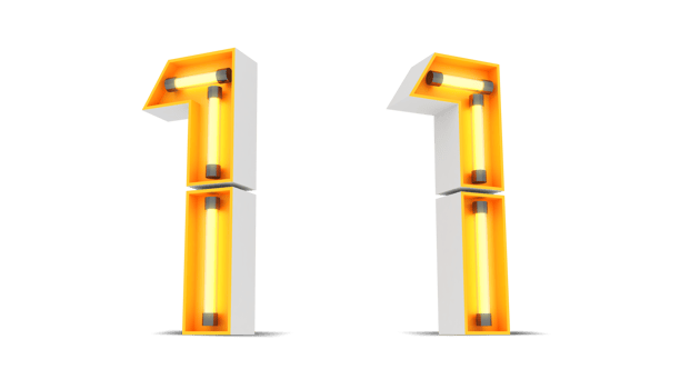 Neon Light number 3d rendering illustration png