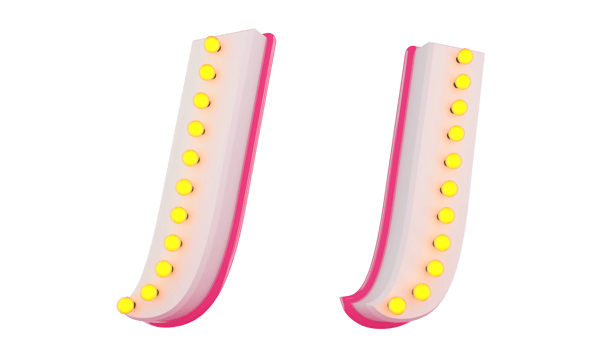 White 3d alphabet pink line with light bulb decorate png