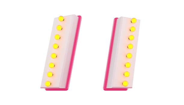 White 3d alphabet pink line with light bulb decorate png