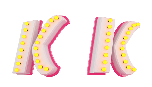 White 3d alphabet pink line with light bulb decorate png