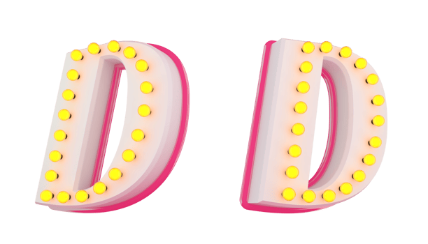 White 3d alphabet pink line with light bulb decorate png