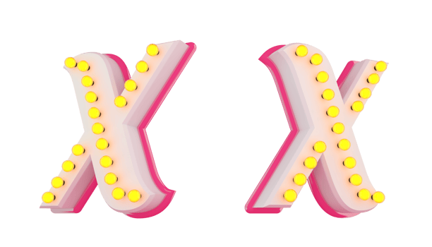 White 3d alphabet pink line with light bulb decorate png
