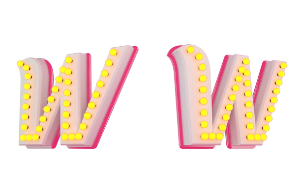 White 3d alphabet pink line with light bulb decorate png