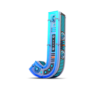 3D alphabet with blue neon and neon light effect. png