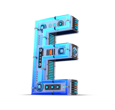3D alphabet with blue neon and neon light effect. png